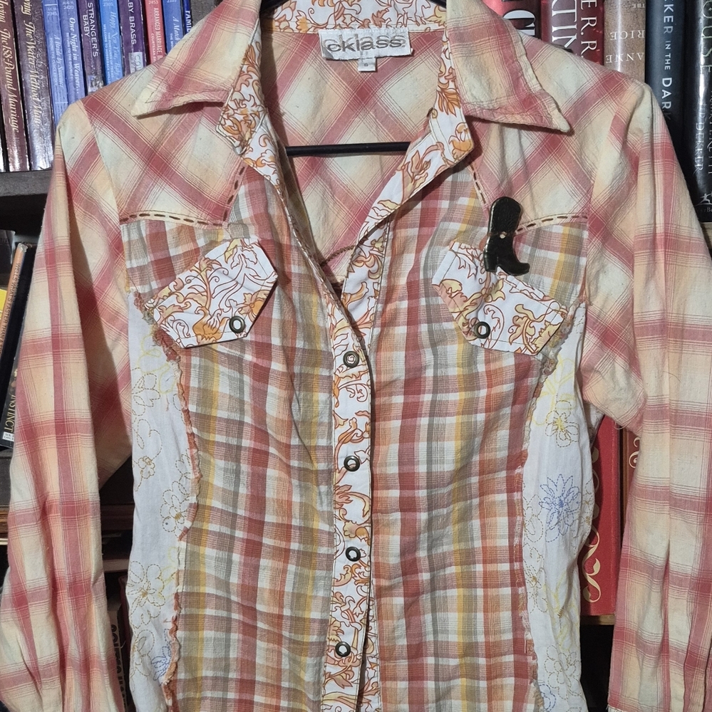 Western Plaid Button-Up Shirt